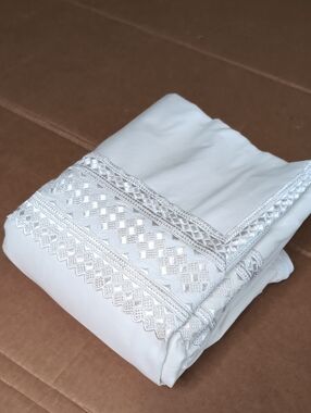 Athena White Duvet Cover with Lace Trim